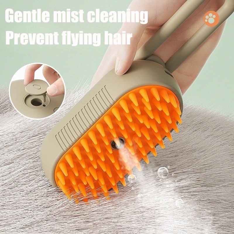 Cloud Care Cat Brush, 2024 Best Cat Steam Brush, Pet Steam Cat Brush, 3-in-1 Self-Cleaning Cat Brush with 360° Rotating Arm, Detachable Silicone Bristle Brush(khaki) khaki - BeesActive Australia