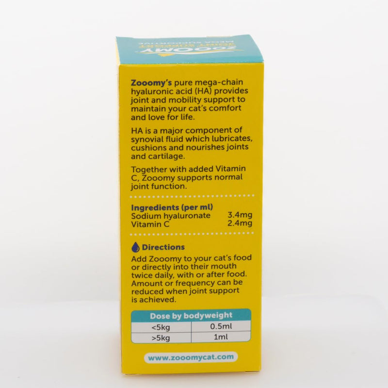 CaniFlow Zooomy Liquid Cat Joint Supplement - Hyaluronic Acid for Hip & Joint Care, Stiffness Relief for Cats, Senior Mobility Support, Easy to Give via Syringe Onto Food, Lasts up to 2 Months, 60ml