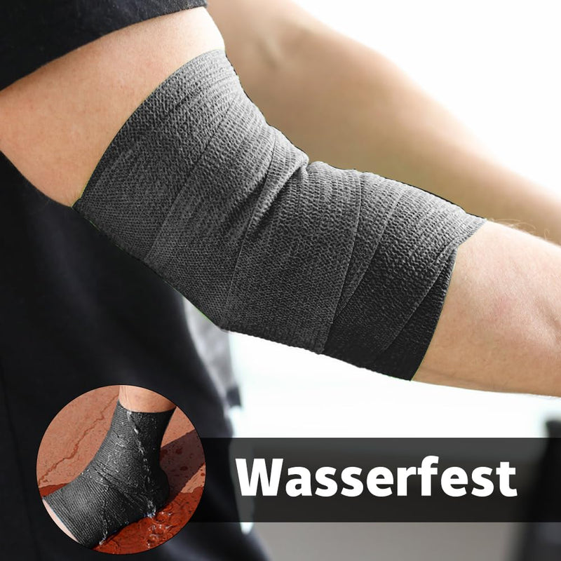 12 rolls of black self-adhesive bandage, 2.5cm x 4.5m/5.0cm x 4.5m/7.5cm x 4.5m/10cm x 4.5m adhesive bandage, bandages for pets, dog bandages for first aid for sports injuries - BeesActive Australia
