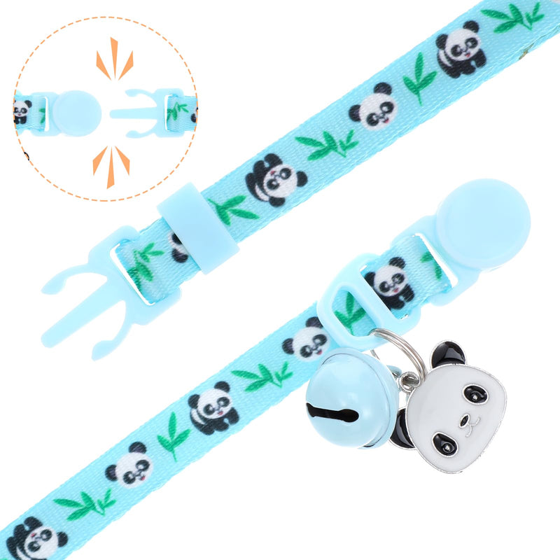 Cotton Breakaway Cat Collar with Bell, Cute Cat Collar with Panda Accessory, Kitten Collar for Girl Cats Boy Cats - BeesActive Australia