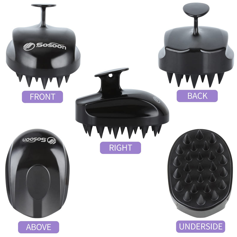 Scalp Massager Shampoo Brush, Hair Scalp Scrubber Shower Hair Brush Head Massager for Stress Relax Hair Growth, Dandruff Brush Scalp Exfoliator for Women Men Kids Pets, Black