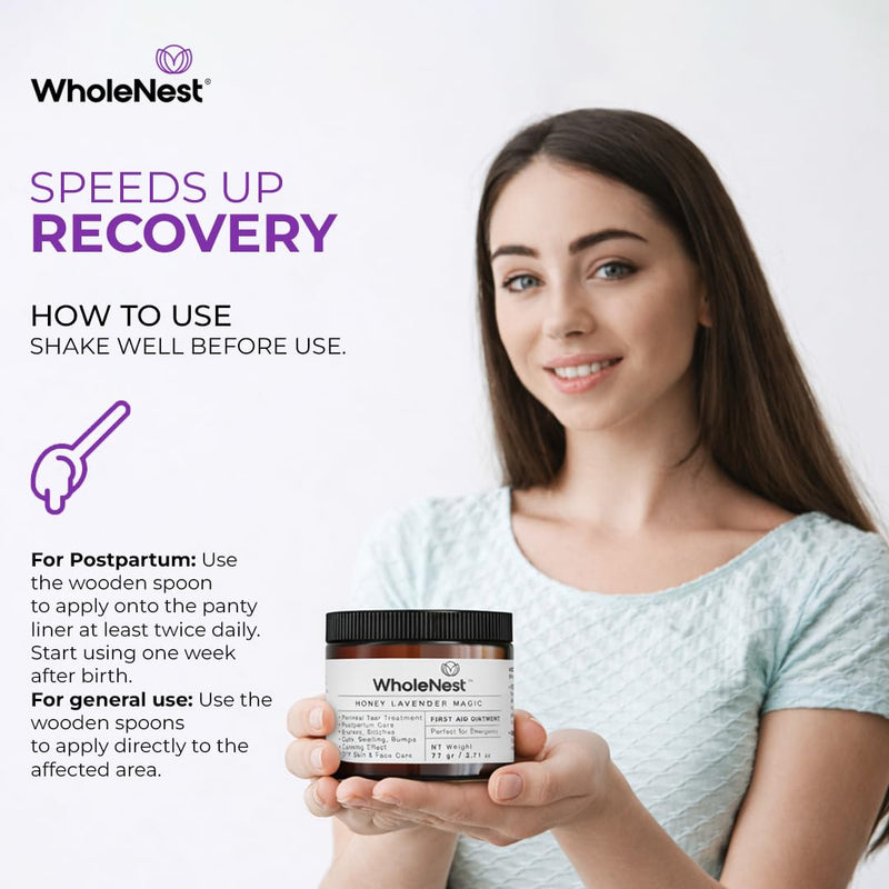 Honey Lavender Perineal Balm | Multi-Purpose Natural Healing Balm | Ideal for Postpartum, Kitchen Burns, Ingrown Toenails & After-Birth Recovery | Gentle Botanical Family Care – 2.71 oz