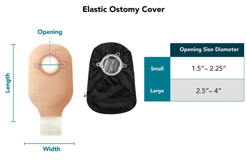 Black Elastic Ostomy Bag Cover | Fashionable & Adjustable Colostomy Stoma Ileostomy Pouches | Black, Size 6x11 (Large Opening) 6x11, Large Opening - BeesActive Australia