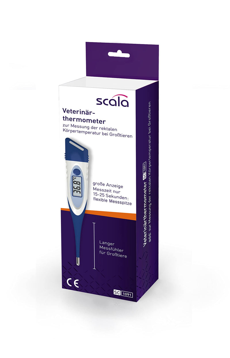 scala SC 1091 flex veterinary animal thermometer for large mammals with flexible 60 millimeter extra long flexible measuring tip - BeesActive Australia