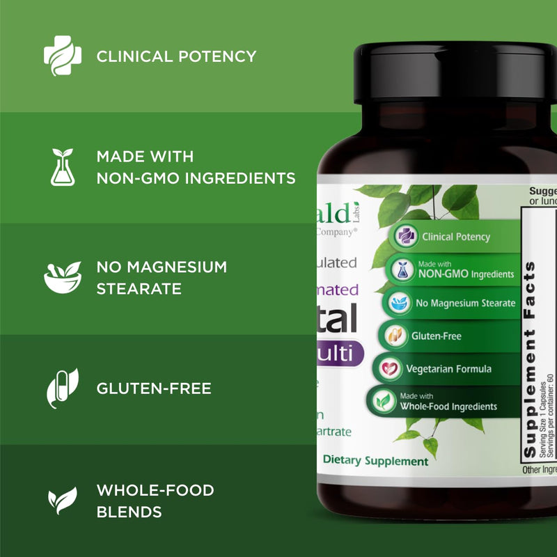 EMERALD LABS Prenatal 1-Daily Multi, 60 Capsules | Prenatal Multivitamin for Pregnancy, Methylated Folate Supplement for Fetal Development Support, Non-GMO & Gluten-Free 60 Count (Pack of 1)
