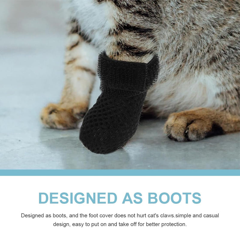 JEYORZY 4pcs Adjustable Mesh Cat Shoes Breathable Cat Paw Protector Cat Boots for Bathing Pets Cutting Nails Checking - BeesActive Australia