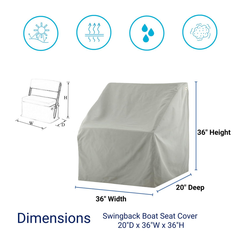 Savvycraft Waterproof Boat Swing Back Seat Cover, Leaning Post, Swingback Cooler Boat Seat Cover 20" Dx 36" W x 36" H Gray S8: Swing back seat, 20"D x 36"W x 36"H