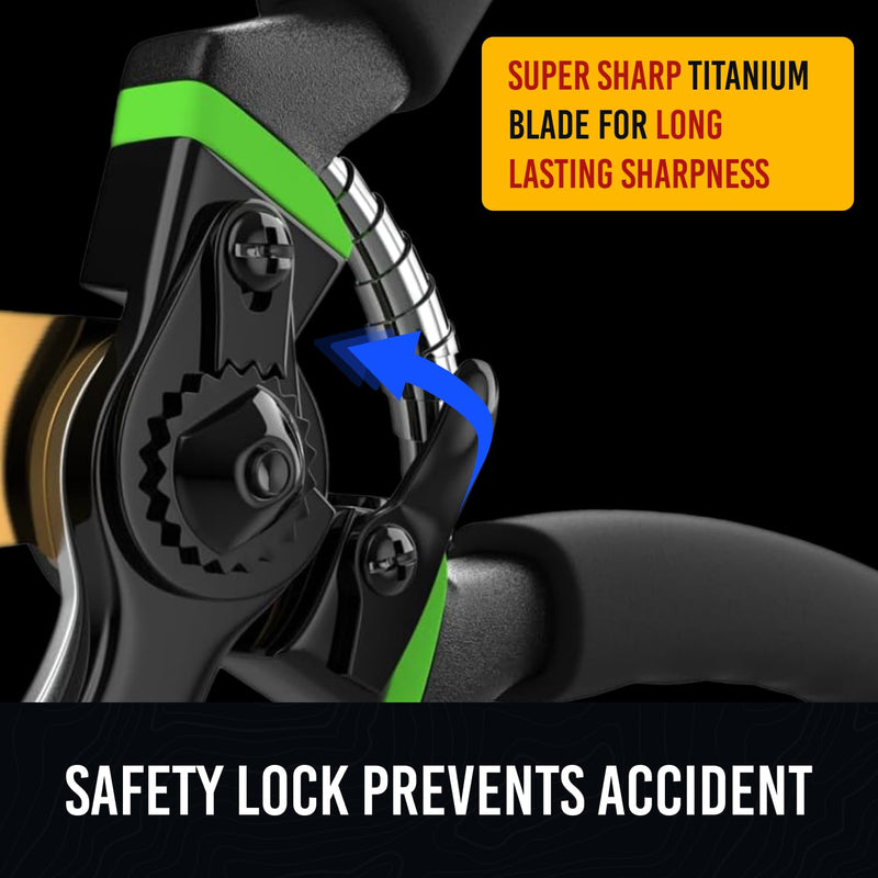 GrowIt 8.5" Professional Titanium Bypass Pruning Shears (T13)- Super Sharp Premium Garden Shears, Pruning Shears For Gardening, Garden Hedge Clippers Handheld Pruners - Garden Scissors Heavy Duty Tool Heavy Duty Pruner - BeesActive Australia