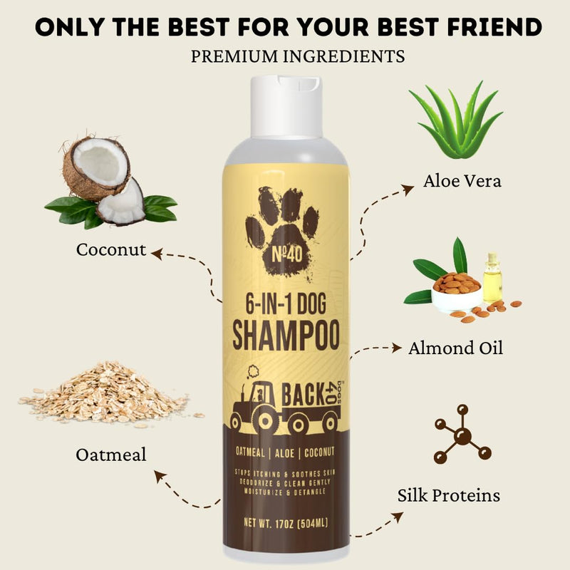 Natural Pet Shampoo - No. 40 Premium 6 in 1 Oatmeal Shampoo For Dogs -Moisturize, Deodorize & Soothe Sensitive Skin for Itchy, Smelly Dogs - Coconut, Aloe & Almond Oil Dog Wash & Pet Care - BeesActive Australia