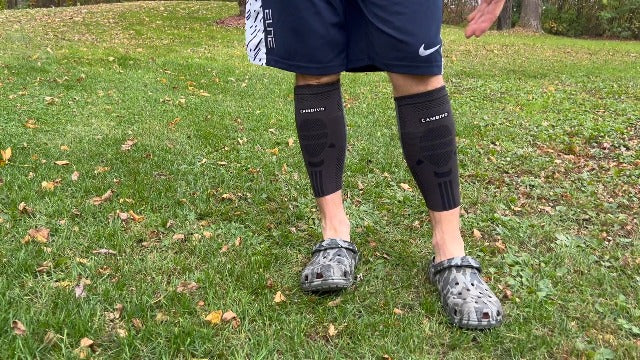 CAMBIVO Calf Compression Sleeves with Side Stabilizers for Men & Women - Shin Splint Support, Leg Brace Guard for Running XX-Large Black