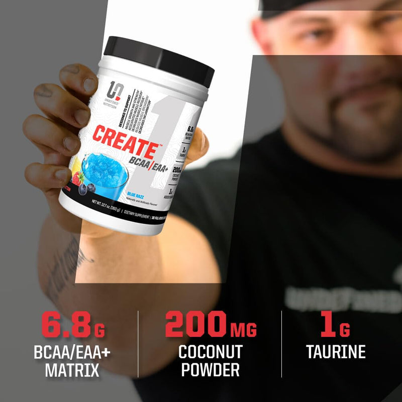 Undefined Nutrition Create BCAA/EAA+ by Brian Shaw -Muscle Recovery & Endurance, 6.8g BCAA/EAA Matrix -Full Spectrum BCAA + Essential Amino Acids Supplement – 30 Servings (127 oz, Orange Citrus) 12.7 Ounce (Pack of 1)
