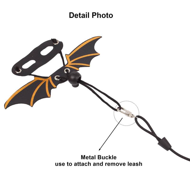 ADOGGYGO Bearded Dragon Leash Harness, 3 Size Pack Black Leather Wing Lizard Harness with Removable Lizard Leash for Bearded Dragon Lizard Reptiles (Black) - BeesActive Australia