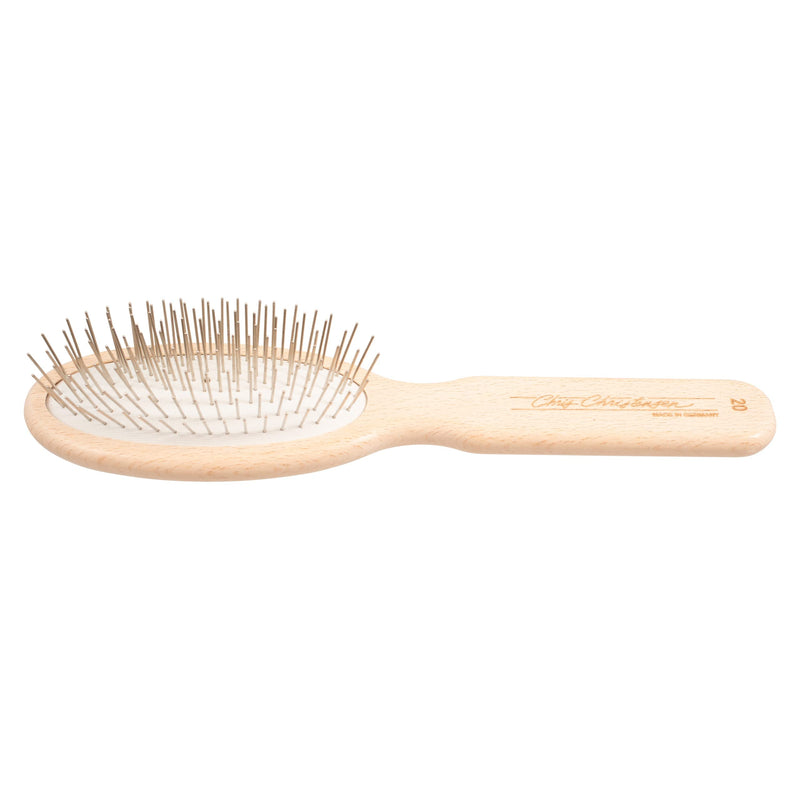 Chris Christensen Ice on Ice Detangle and Finishing Spray + 20mm Oval Original Series Brush: Adds Elasticity & Strength - Stainless Steel Pins, White, Dog Brush - PawsPlanet Australia