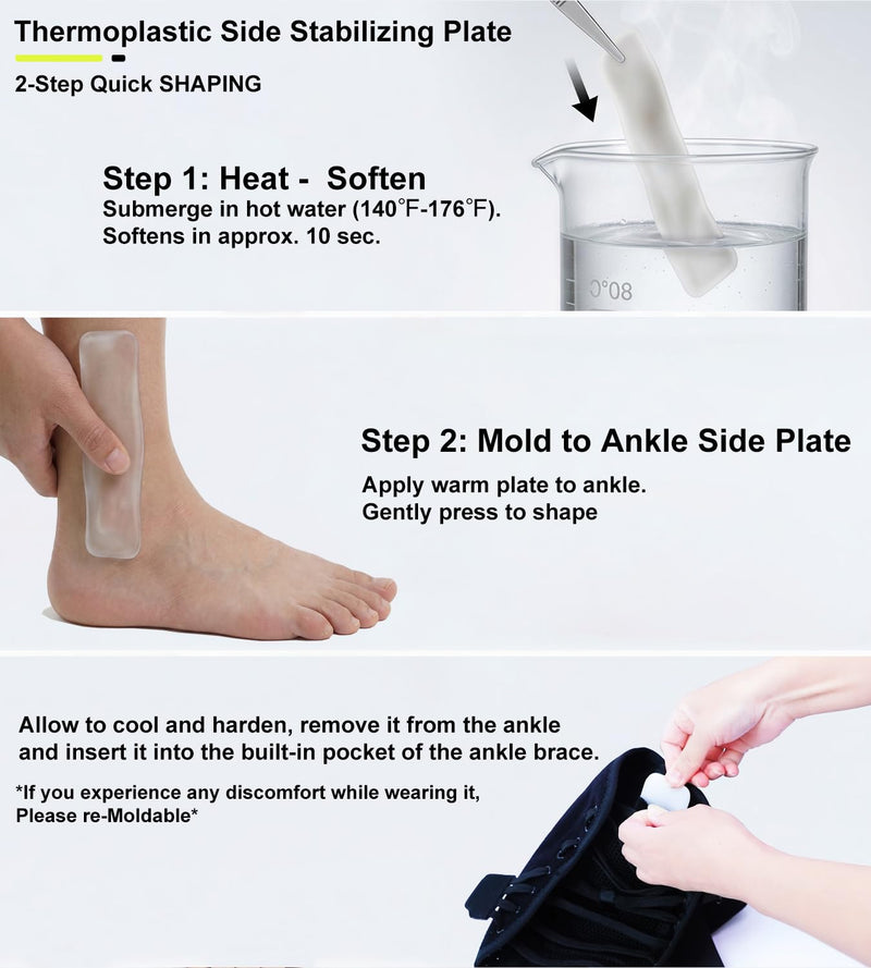 Quick Lace Up Ankle Brace for Sprained Ankle, Slim Fit Ankle Support Brace with Side Stabilizing Pads for Men & Women, Adjustable Ankle Stabilizer for Injury Recovery, Running, Sports, M-Support Plate of 1 M(Ankle:12"-13")