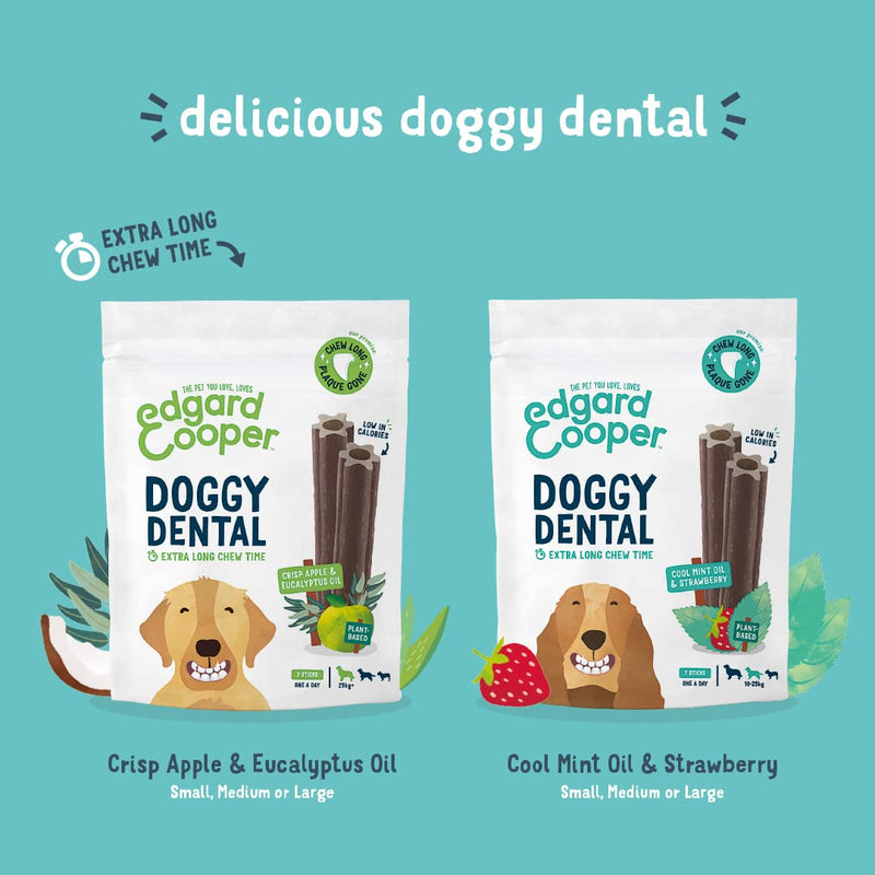 Edgard & Cooper Natural Medium Dog Dental Stick Treats 7 Chew Sticks Dental Hygiene Mint & Strawberry, One per Day, Low Calorie, Long Chewing Effectiveness, Fresh Breath Mint/Strawberry 1 count (Pack of 7)