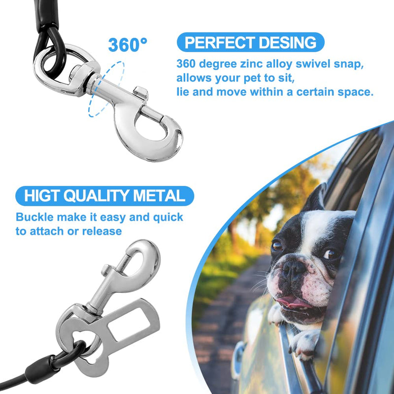 Dog Seat Belt Harness for Car,2pcs Dog Seatbelt of Coated Wire Leash Safety Restraint,No Chew Tether Cable Vehicle Dog Accessories,Double Clips & Latch (2 Pack Black, 24 inch/60 CM) 2 Pack Black - BeesActive Australia