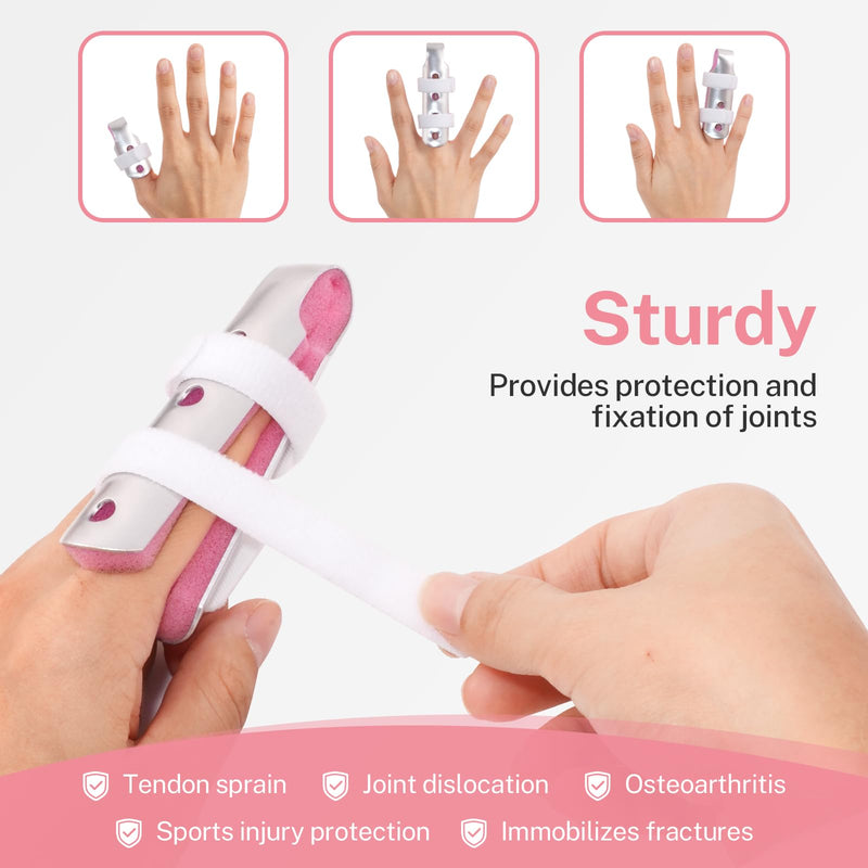 Finger Splint,5PCS Finger Splints for Broken Finger,Pinky Finger Support Brace, Mallet Finger Brace for Broken Fingers Straightening,Pink Pink，S*1,M*2,L*2 - BeesActive Australia
