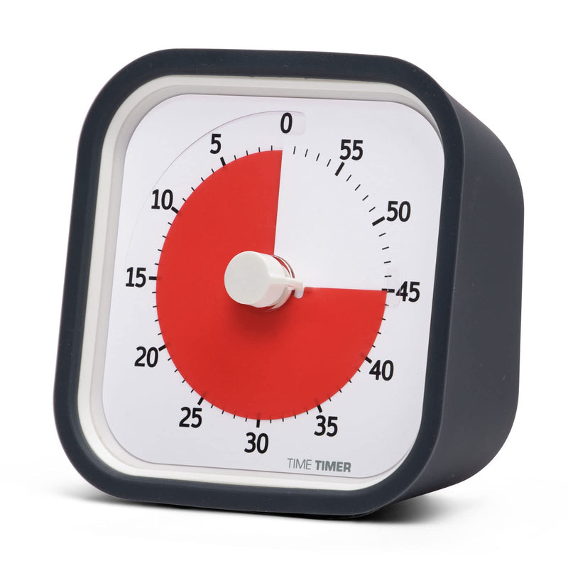 TIME TIMER MOD (Charcoal), A Visual Countdown 60 Minute Timer for Classrooms, Meetings, Kids and Adults Office and Homeschooling Tool with Silent Operation and Interchangeable Silicone Cover Charcoal Gray MOD Timer - BeesActive Australia