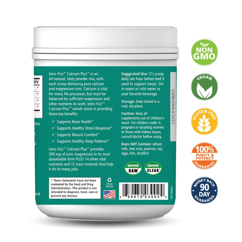 Ionic Fizz Calcium Plus by Pure Essence - Perfect Calcium/Magnesium Ratio with Vitamin A, B, C, D and Potassium Strong Bones - Mixed Berry - 14.82 oz