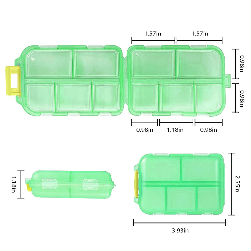 2PCS Portable Pill Box Case 10 Compartments with Medicine Labels Daily Use | Pill Storage Box Pill Container Travel Folding Small Medicine Box for Purse Vitamin Fish Oil