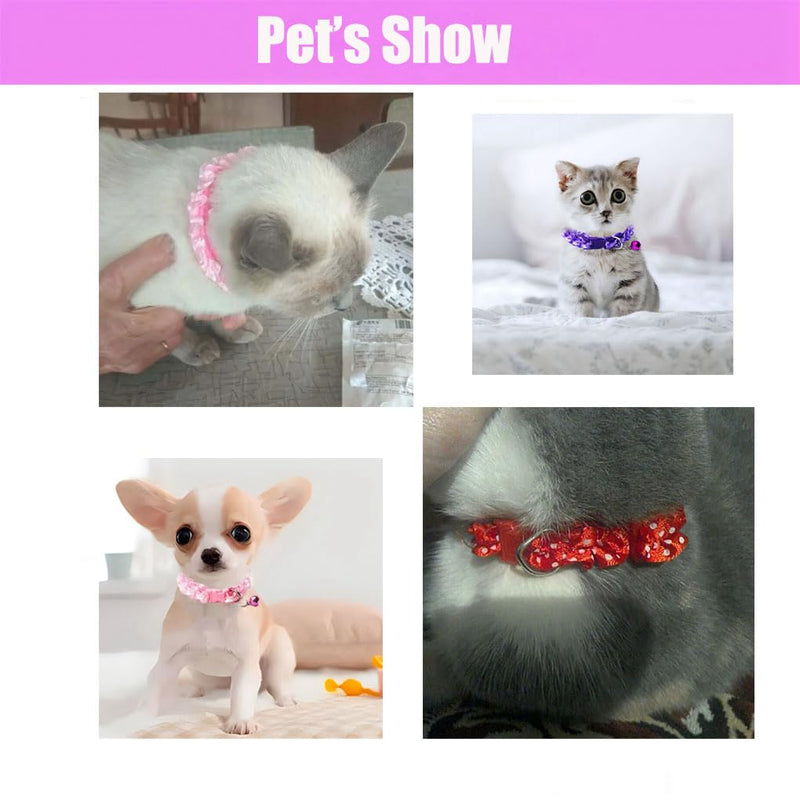 Red Dog Collar Xs, Kitten Bell Collar Girl Puppy Collar Lace Adjustable for XXS Xs Small Pet Dogs Cats Animal Litter Tiny Female, XSmall Red Neck 7.5-12.6" - BeesActive Australia
