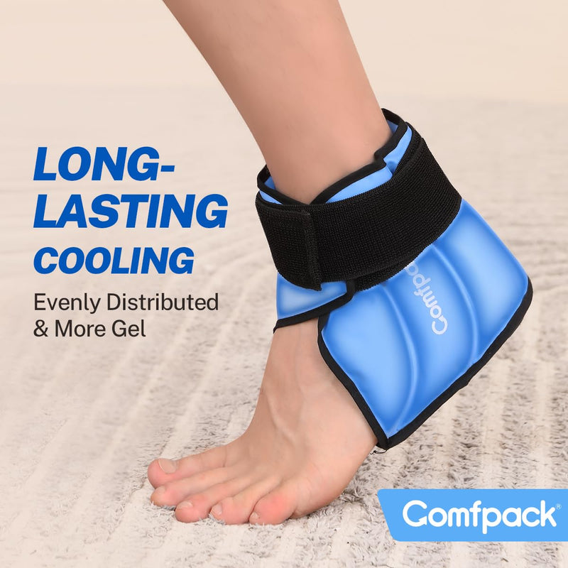 Comfpack Heel Ice Pack Wrap for Plantar Fasciitis Relief, Ankle Ice Pack Wrap for Swelling, FSA Eligible, Reusable Gel Cold Pack for Foot Pain Relief, Achilles Tendonitis, Ankle Sprain, Heel Pain Blue - BeesActive Australia