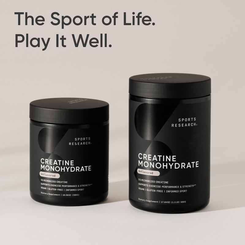 Sports Research Creatine Monohydrate - Gain Lean Muscle, Improve Performance and Strength and Support Workout Recovery* - 5 g Micronized Creatine - 17.46 oz 1.1 Pound (Pack of 1)
