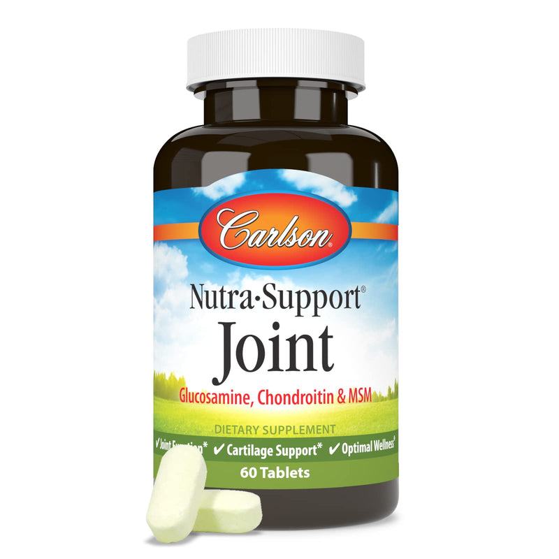 Carlson Nutra-Support Joint, Glucosamine, Chondroitin, 60 Tablets | MSM; Joint Function; Cartilage Support Optimal Wellness
