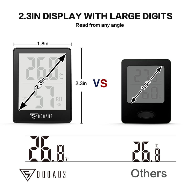 DOQAUS Digital Hygrometer Indoor Thermometer 3 Pack, Room Thermometer with 5s Fast Refresh, Accurate Humidity Meter Temperature Sensor for Home, Bedroom, Baby Room, Office, Greenhouse, Cellar (Black) Black - BeesActive Australia