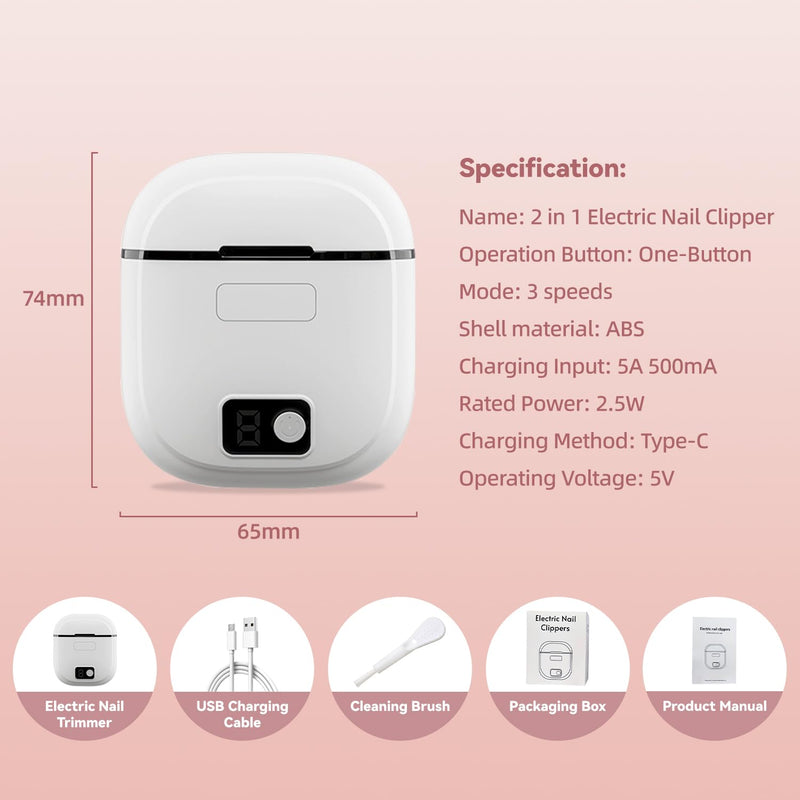 Electric Nail Clippers for Seniors & Adults, 2026 Upgrade 3-Speed Automatic Toenail Trimmer with LED Light and Nail Dust Collector, Portable Rechargeable Nail Cutter for Thick Nails, Babies, and Kids