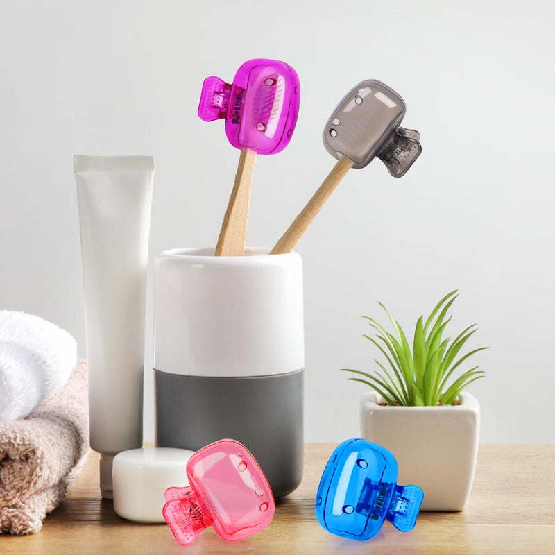 6 Pack Toothbrush Covers Portable Toothbrush Protector Coverings Clips Tooth Brush Storage Head Cover Cap Tooth Brush Covers for Kids Bathroom Home Travel Tooth Brush Case Orange Purple Pink Clear Blue Gray