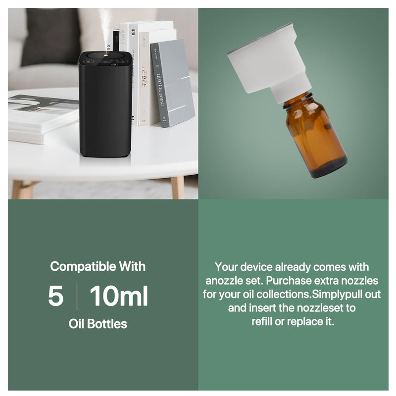 Waterless Car Essential Oil Diffuser, Portable Nebulizer Aromatherapy Diffuser, Mini Scent Air Machine with Timers for Home, Room, Car, Office,Travel Black - BeesActive Australia