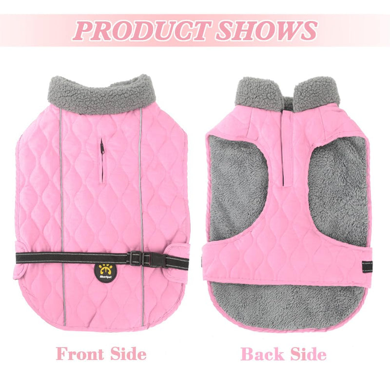 Dog Cold Weather Coats, Fleece Lining Small/Medium/Large Dog Jackets for Winter, Wide Range Adjustable Dog Winter Clothes for Large Dogs, Pink XL X-Large - BeesActive Australia