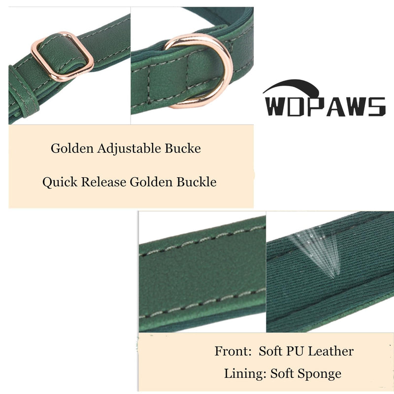 Dog Collar Leather Soft PU with Neoprene Inner Quick Release Gold Metal Buckle for Small Medium Large Dogs(M Red) M - BeesActive Australia