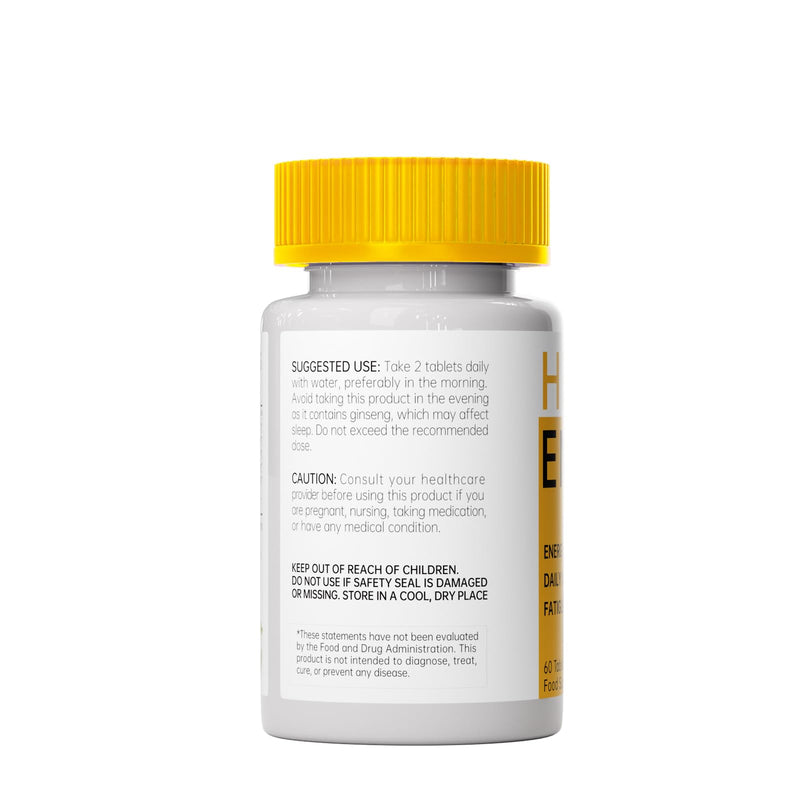 Natural Energy Supplement 800mg - 60 Heart-Shaped Tablets | Ginseng, Maca, Astragalus for Fatigue Relief & Immunity Support | Vegan, Caffeine-Free, Daily Vitality Booster