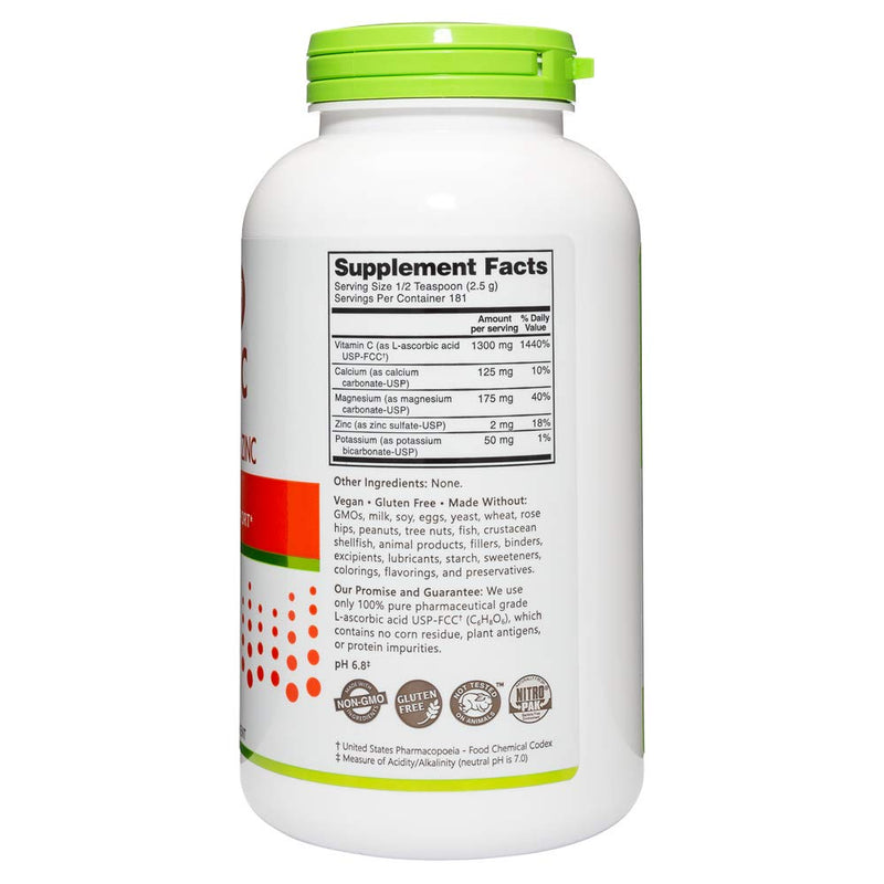 NutriBiotic - Hypo-Aller C Powder Vitamin C & Minerals, 16 Oz | 1300 Mg Vitamin C for Antioxidant & Collagen Support | Buffered with Calcium, Magnesium, Zinc & Potassium | Gluten & GMO Free