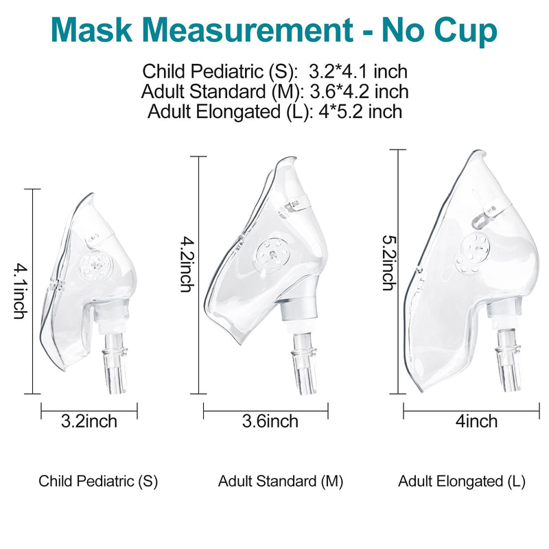 2 Pack Oxygen Mask for Face with 6.6 Ft Tubing and Adjustable Elastic Strap - Adult - Clear Size M (No Cup) - BeesActive Australia