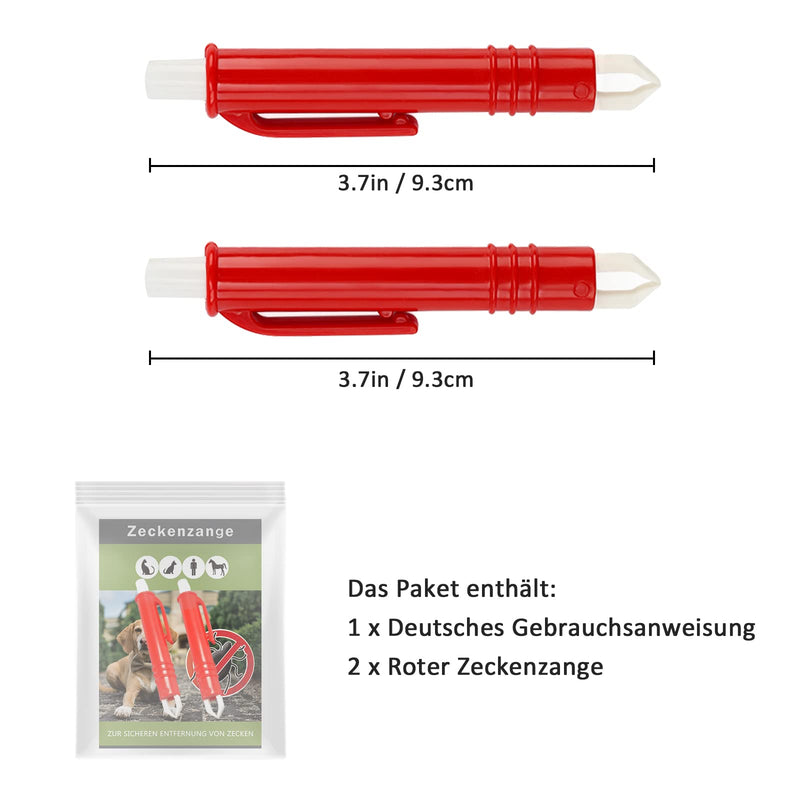 Nepfaivy Tick Tweezers for Dogs, Cats, People - Set of 2 Tick Tweezers for Children and Pets, Simple and Safe Tick Remover for Ticks of Any Size, Red - BeesActive Australia