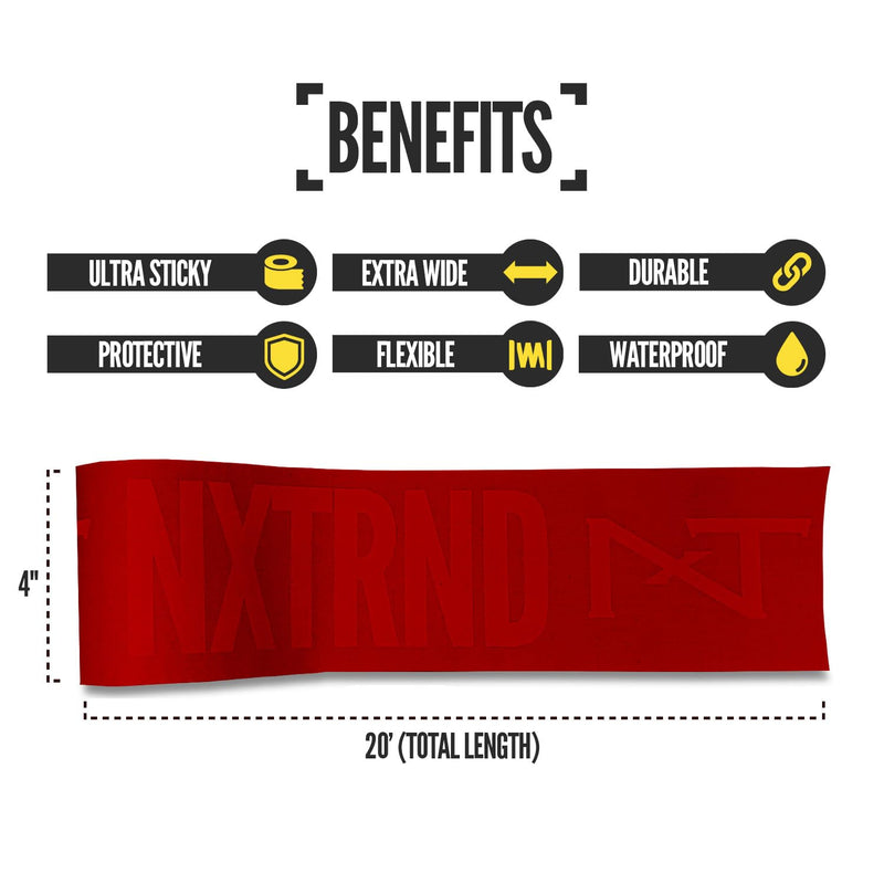 Nxtrnd TRF Turf Tape Football, Extra Wide Kinesiology Tape, Protects from Turf Burn (Red) Red - BeesActive Australia