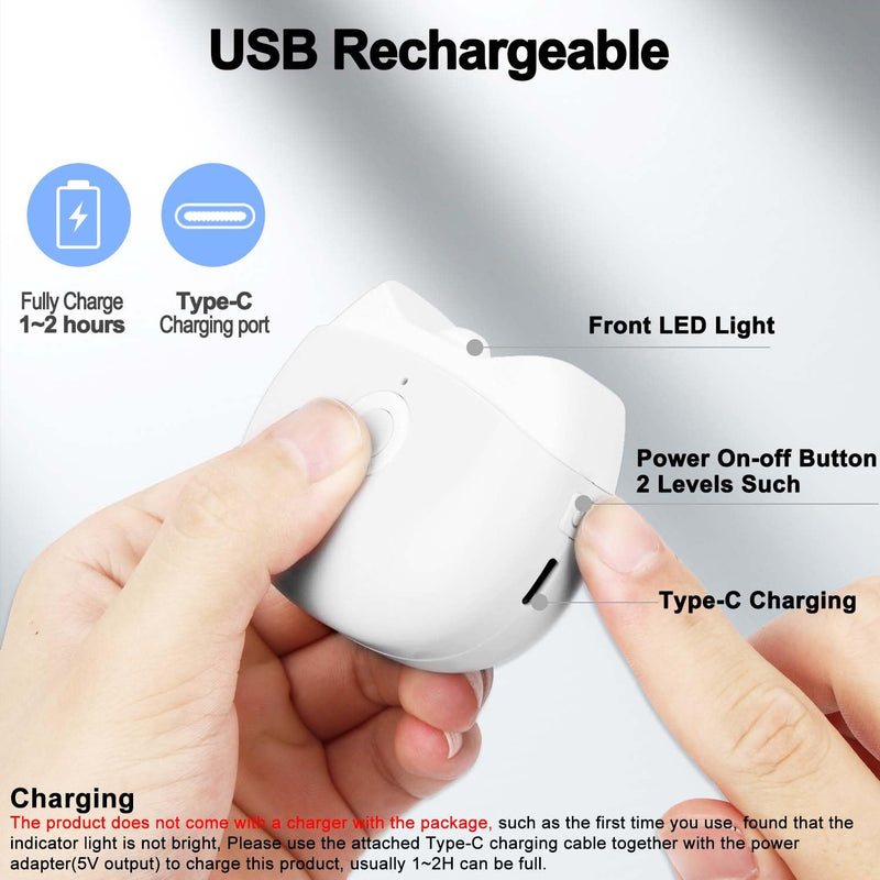 Automatic Electric Nail Clipper with LED Light & 2 Speeds with Nail Scraps Storage, USB Rechargeable Safety Fingernail Trimmer for Baby, Children, Kids, Adult, Seniors and Caregivers, White