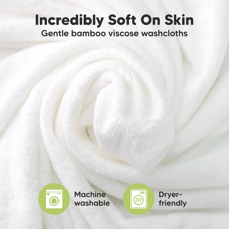 6-Pack Baby Washcloths - Soft Viscose Derived from Bamboo Washcloth, Baby Wash Cloths, Baby Wash Cloth for Newborn, Kids, Bath Baby Towels, Face Towel, Face Cloths for Washing Face(White) White - BeesActive Australia