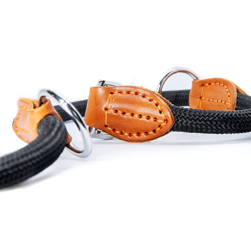 Multi-Function Hands Free Dog Rope Leash (7ft) - Strong Dog Training Leads, 1.4cm Thick Nylon Dog Lead [3 Adjustable Lengths] for Small Medium Large Dogs Service Walking Running Black 7ft x 1/2" - BeesActive Australia