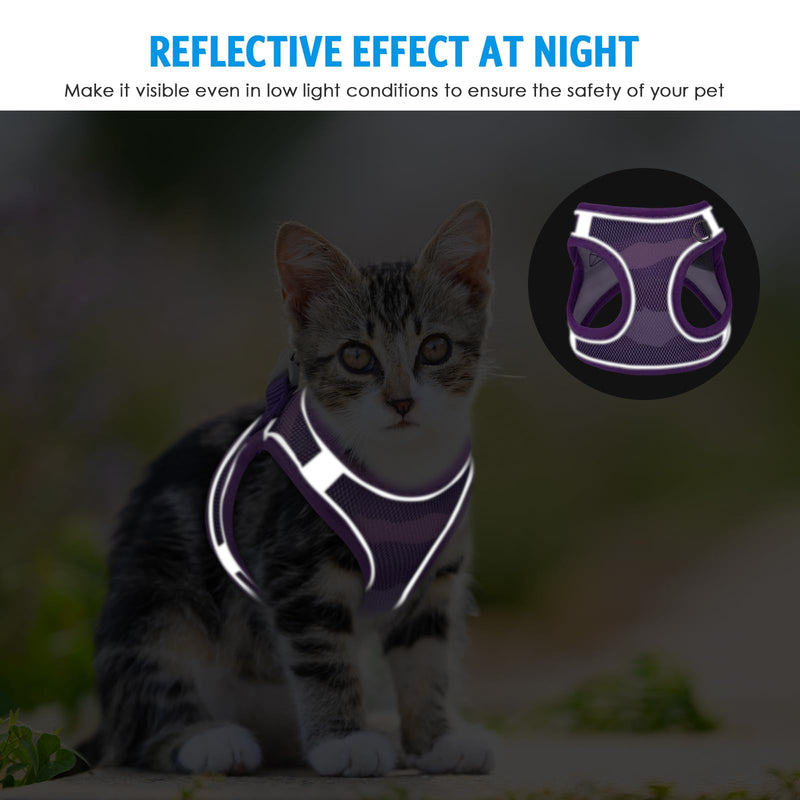 Brifit Cat Harness with Leash, Cat Harness, Cat Leash with Reflective Stripes and Breathable Mesh, Adjustable Cat Chest Harness, Soft Harness for Cats, Kittens, Dogs, Upgraded Purple XS - BeesActive Australia