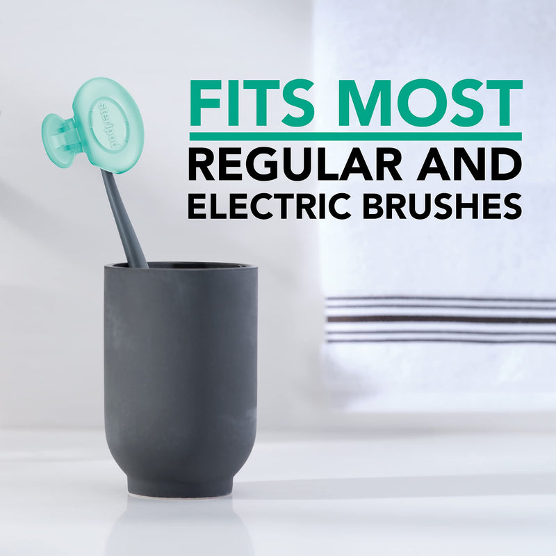 Steripod Clip-On Toothbrush Protector with Peppermint Essential Oils, Keeps Toothbrush Fresh and Clean, Travel Accessories, Fits Most Manual and Electric Toothbrushes, 2 Count Teal,grey Essentail Oil - Peppermint - BeesActive Australia