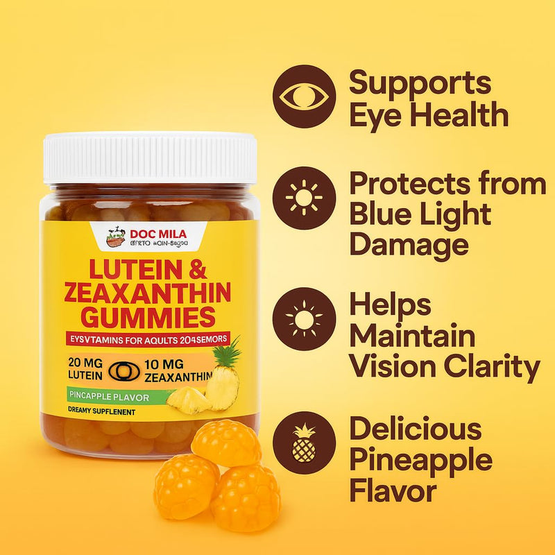 Lutein & Zeaxanthin Gummies – Eye Vitamins for Adults 50+ & Seniors – Eye Health Supplements for Over 50 Adults – Luteina y Zeaxantina para Los Ojos – 30 Chewable Gummy