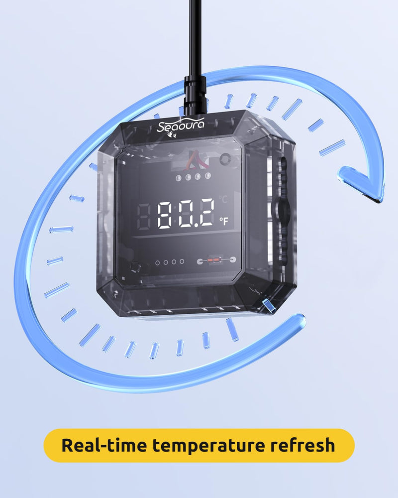 Aquarium Thermometer Submersible, Digital Fish Tank Thermometers with USB for GlassTank, Aquariums Temperature Gauge ±1℉ Accurate, Suitable for Fish, Turtle, Saltwater or Freshwater, 6.56ft Power Cord Grey