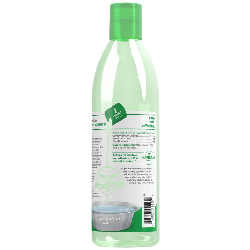TropiClean Fresh Breath Water Additive for Cats, Cat Teeth Cleaning and Breath Freshener Solution, Complete No Brushing Dental Care, 16 oz. 16 Fl Oz (Pack of 1) Water Additive (Original)