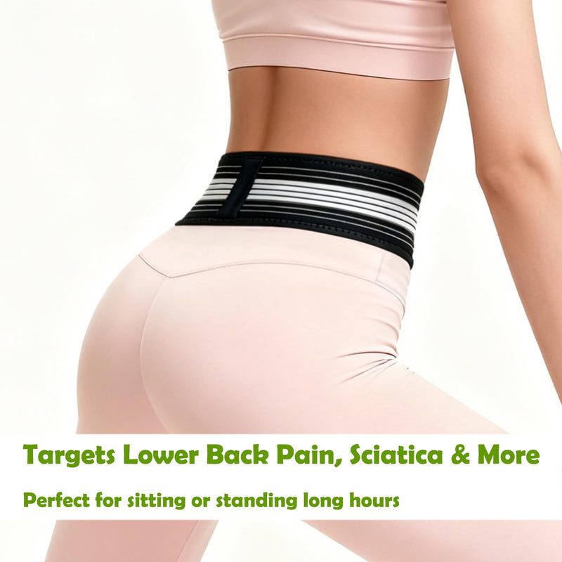 Lightweight Lower Back Brace for Women Men - Lumbar Support Belt Narrow Thin Discreet w/ Adjutable Dual Compression Alleviates Lower Back, Sciatic, Leg, Pelvic, Hip Pain/Good for Work Excercise Medium