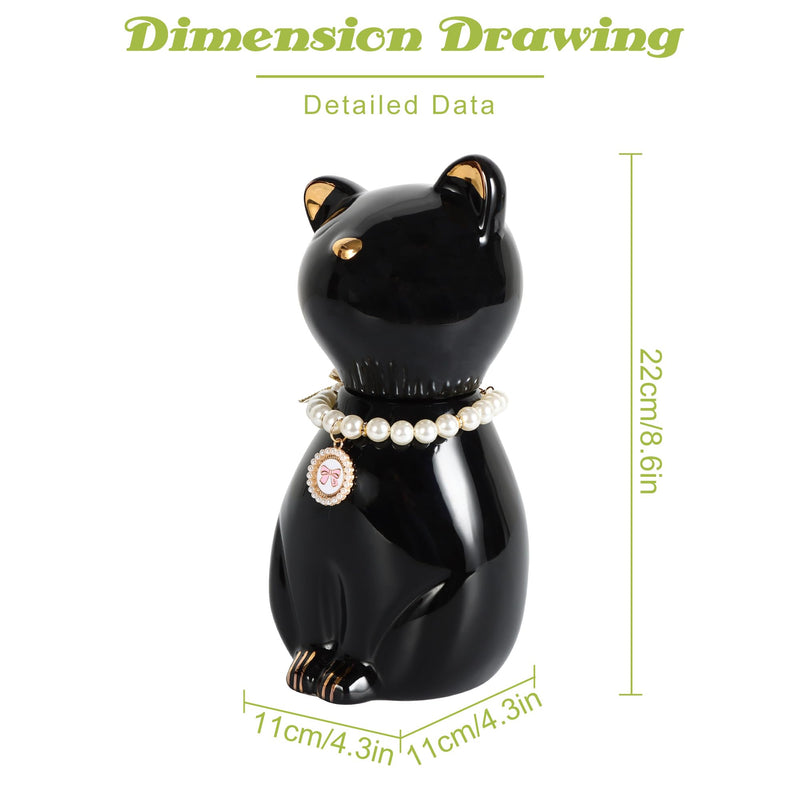 DiDiBirDi Cat urn for ashes, cat urn, cat urn for ashes, pet cremation black cat urn for ashes, animal urn for cat with cat collar - BeesActive Australia