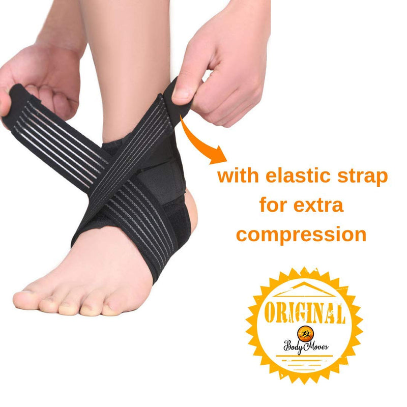 BodyMoves Kid's Ankle Brace Support Plus Hot and Cold Ice Pack (Sporty Black, Small for Little Kids (US 12-3)) Sporty Black - BeesActive Australia